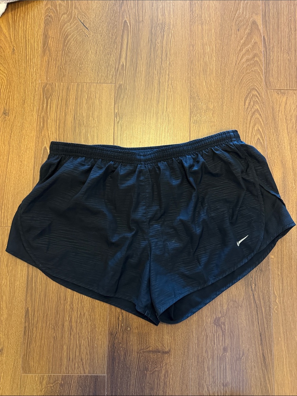 Nike Women's Black Athletic Running Shorts with White Swoosh